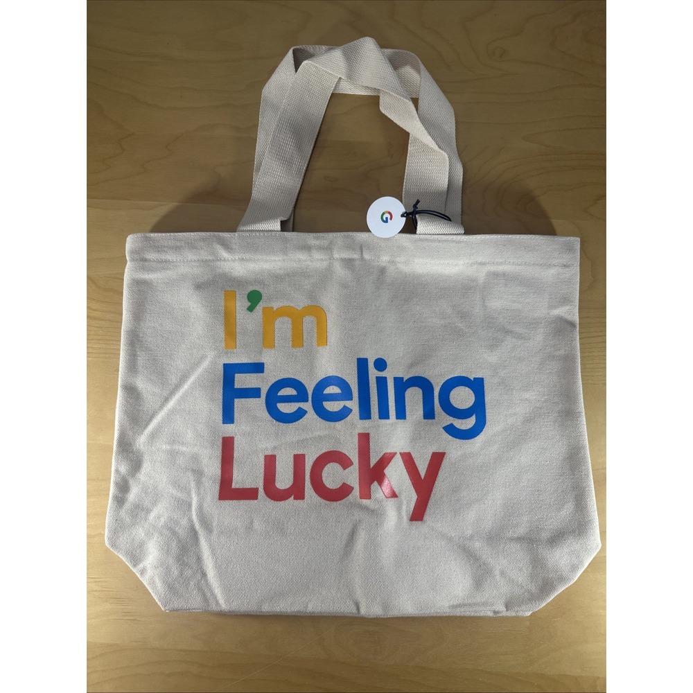 Google I'm Feeling Lucky Tote Bag Canvas Official Merch New